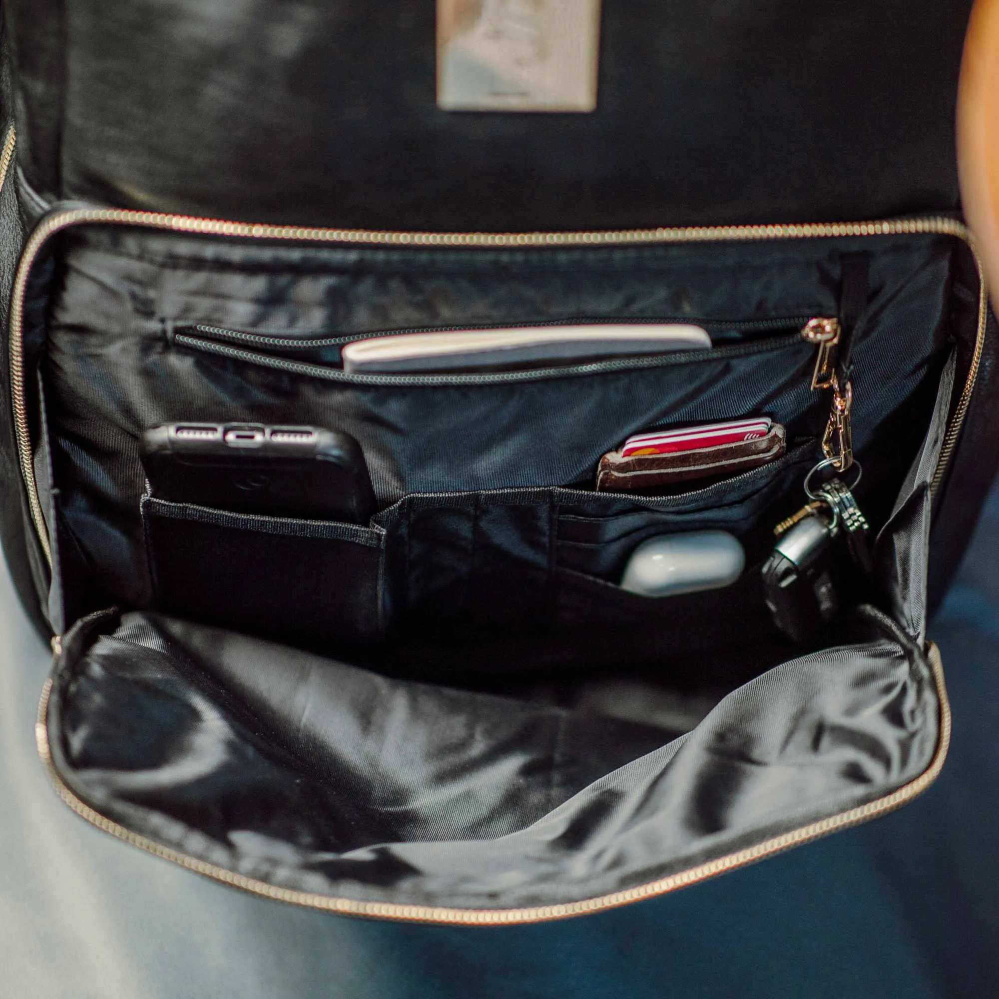 Black Tumbled Leather Daily Commuter Bag