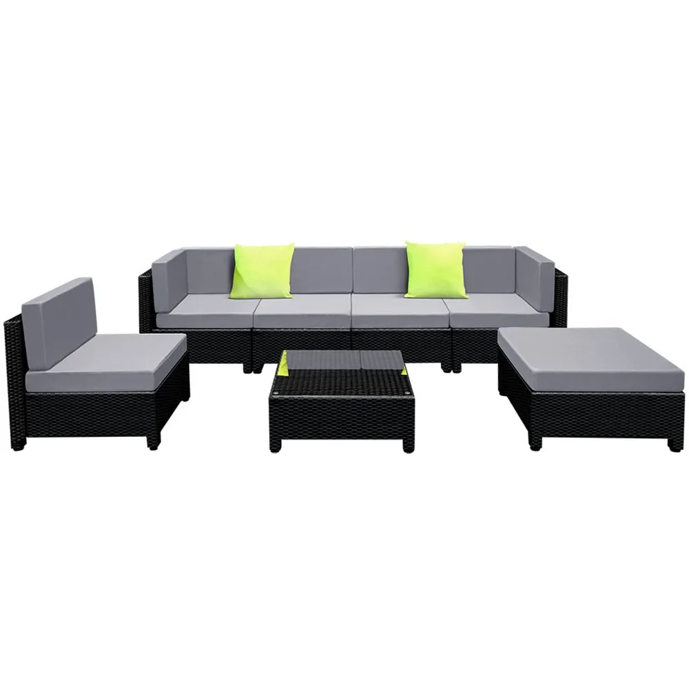 Bondi 6 Seat Corner Wicker Outdoor Lounge Set With Bonus Beige Cushion Covers