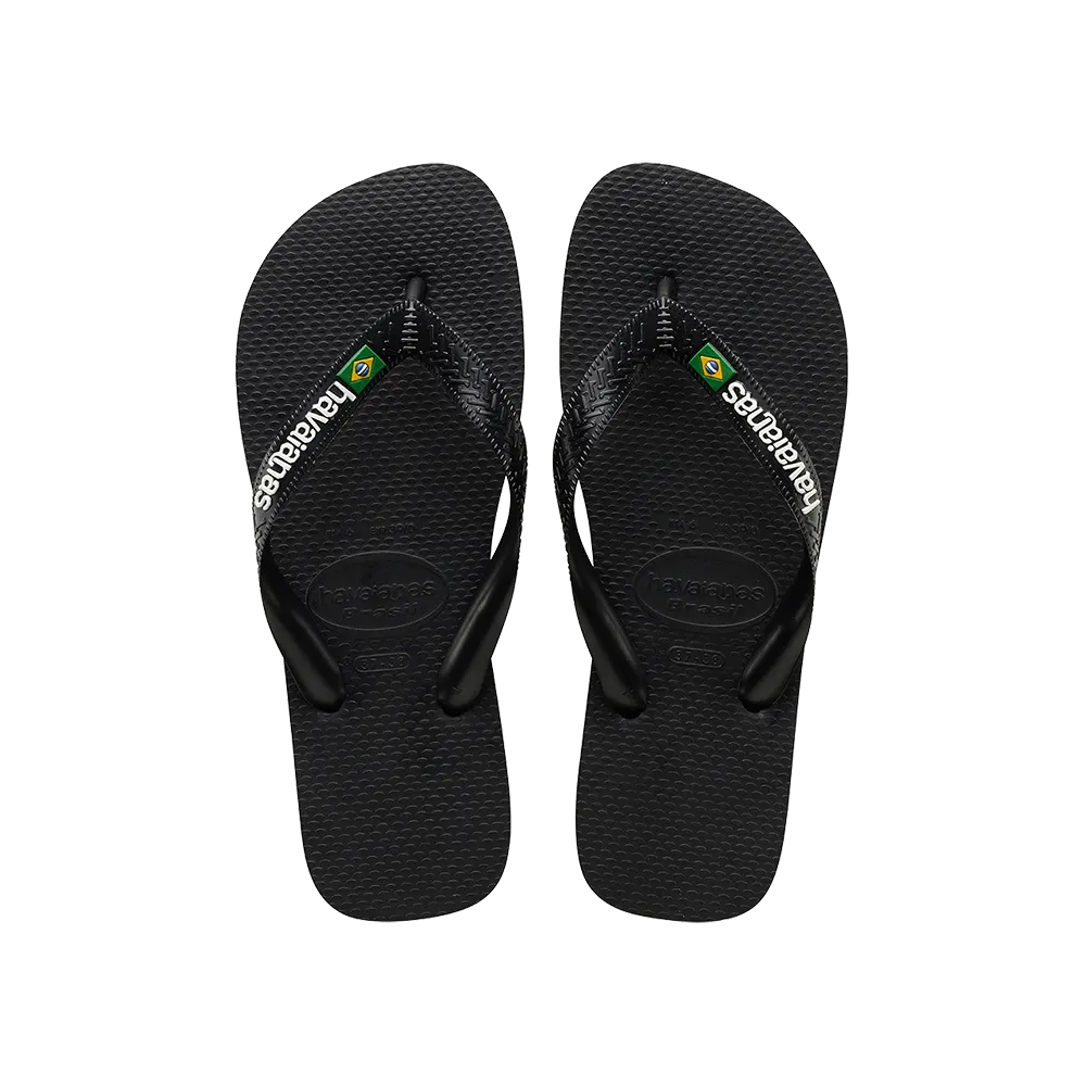 Brasil Logo Flip Flops By Havaianas, Black/Black