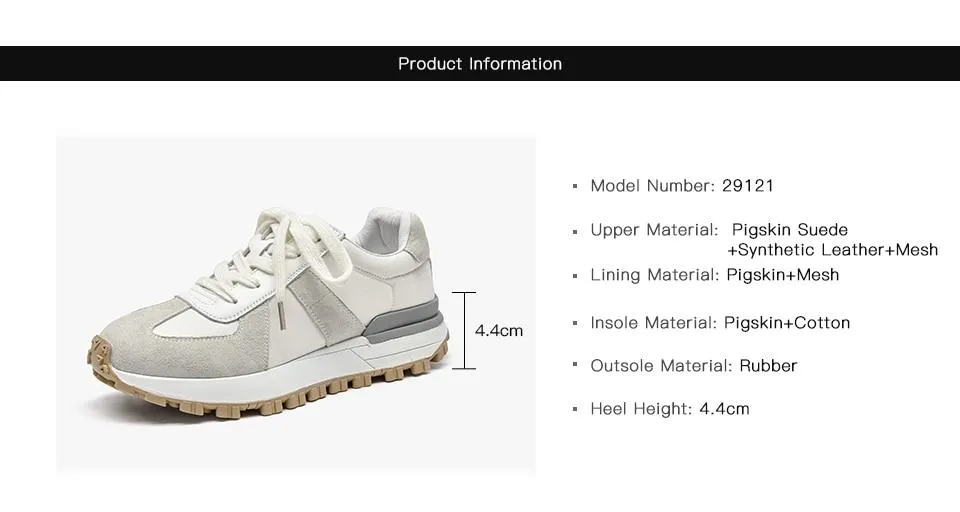 Casual Sneakers Women Suede Leather Patchwork Mixed Colors Lace-Up Round Toe Platform Shoes Lady Flats Handmade 29121