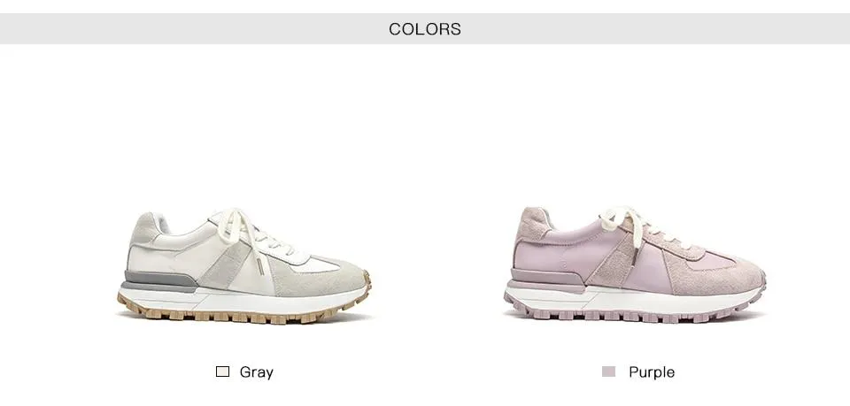 Casual Sneakers Women Suede Leather Patchwork Mixed Colors Lace-Up Round Toe Platform Shoes Lady Flats Handmade 29121