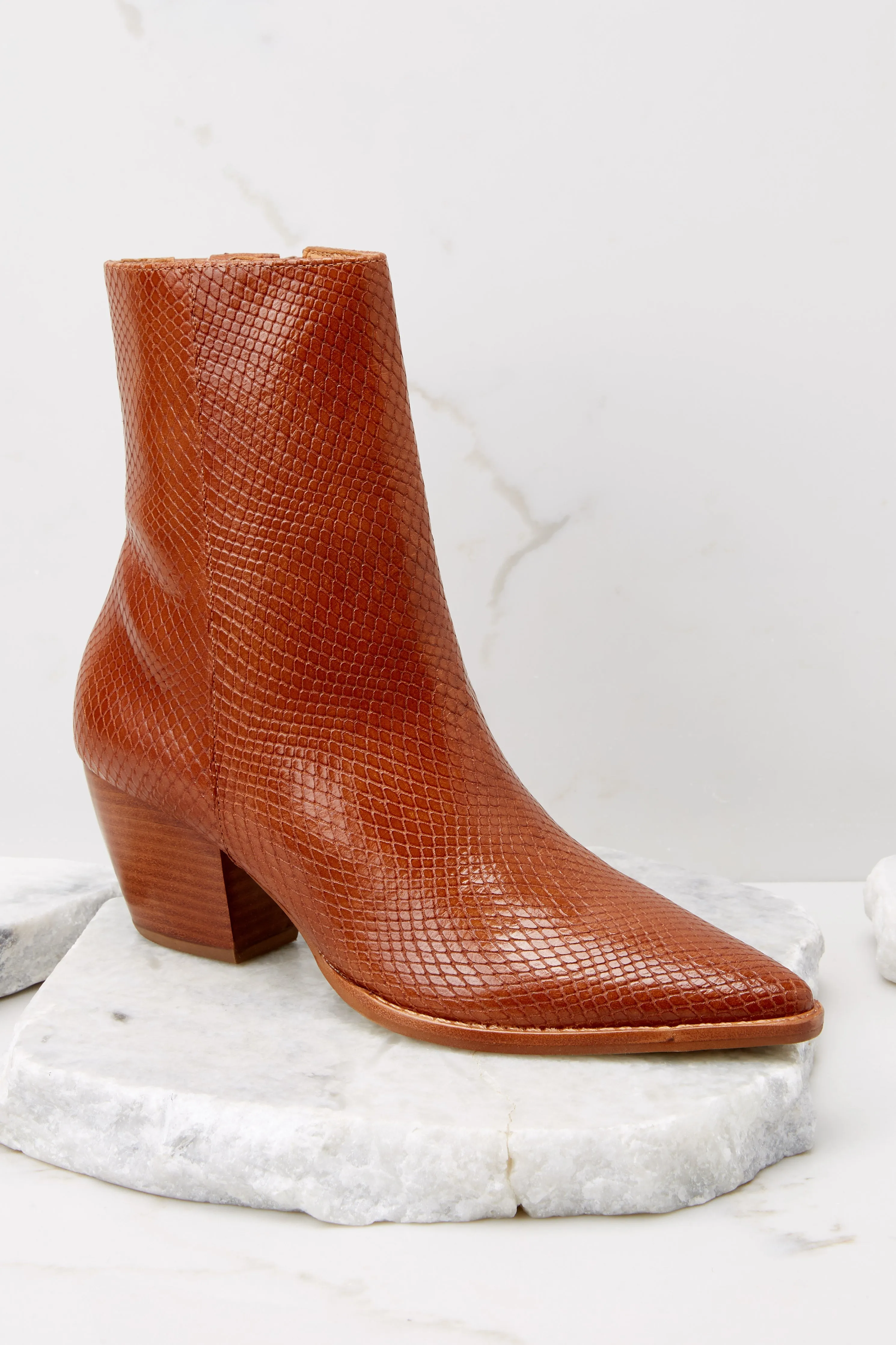 Caty Tobacco Snake Ankle Boots