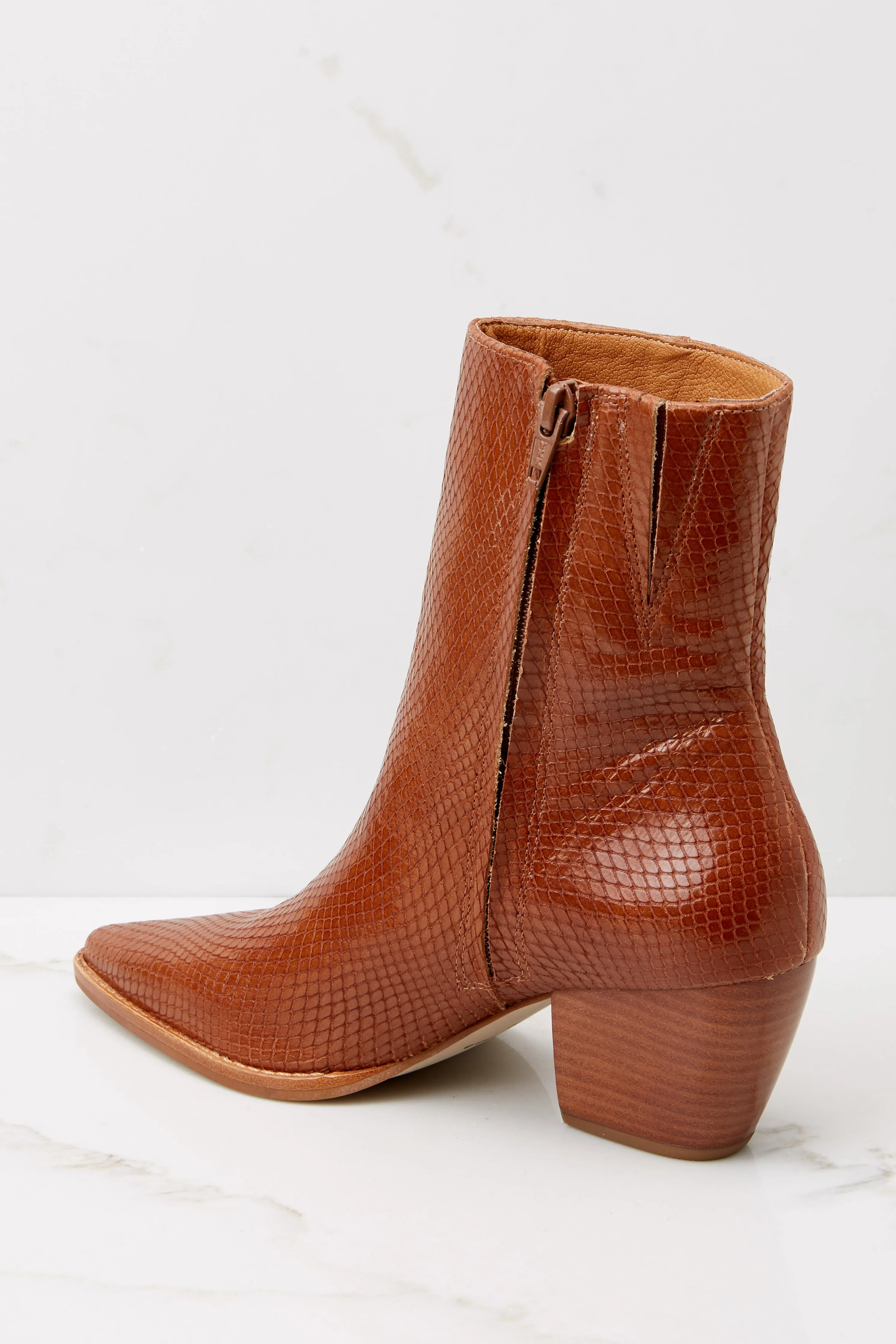 Caty Tobacco Snake Ankle Boots