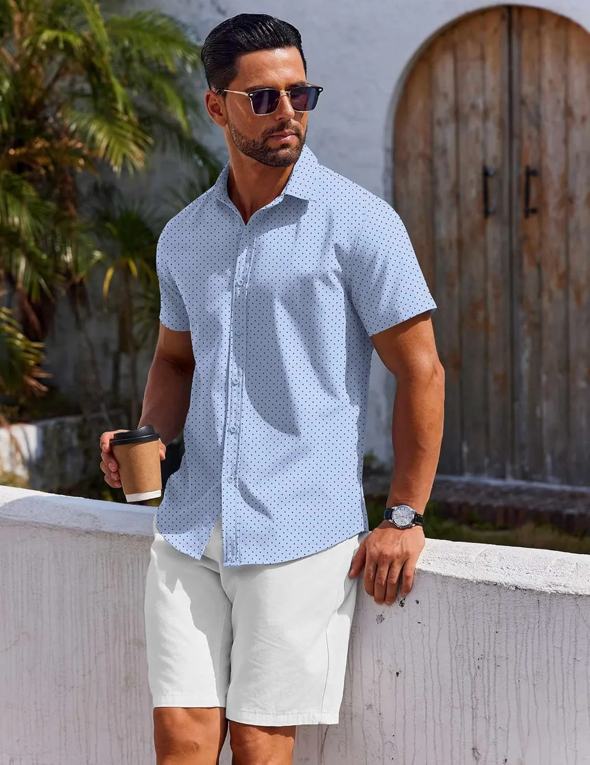COOFANDY Men's Button Down Shirt Short Sleeve Casual Shirt for Men Summer Business Casual Dress Shirt