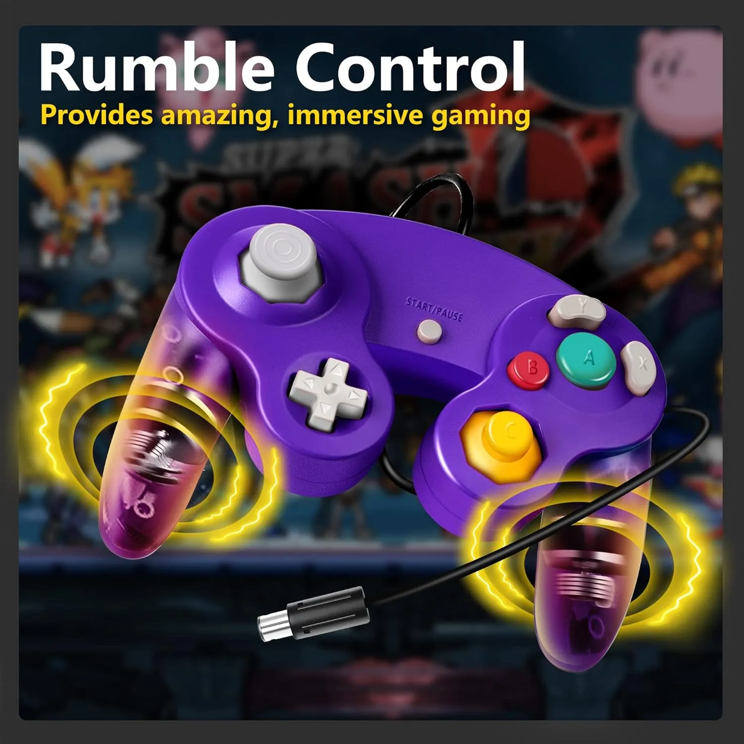 FIOTOK Gamecube Controller, Classic Wired Controller for Wii Nintendo Gamecube (Purple)