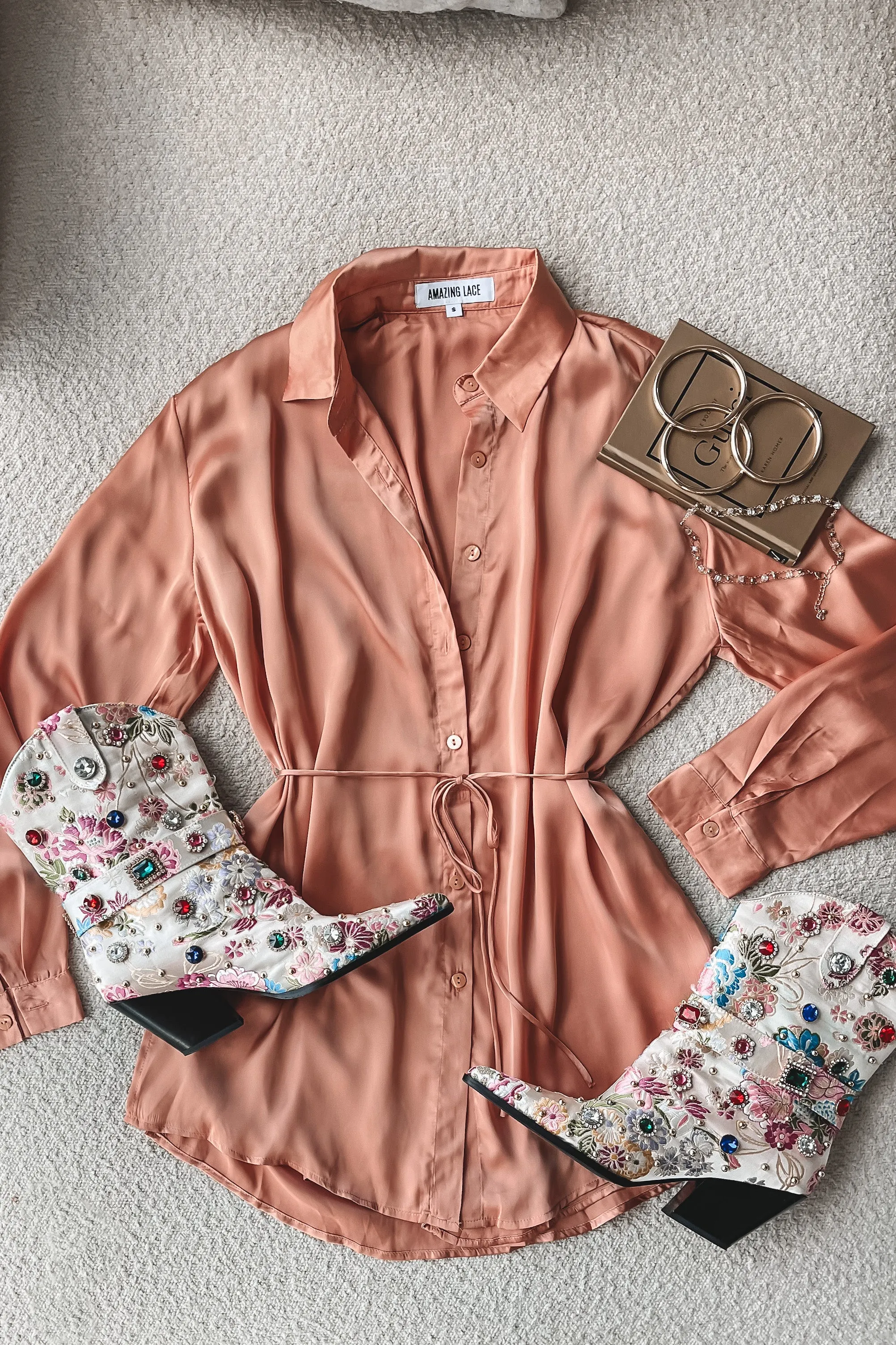 Flower Girly Beaded Ankle Boots