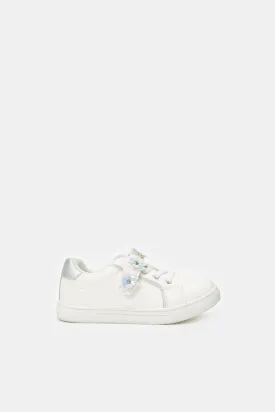 Girls White Floral Sneaker