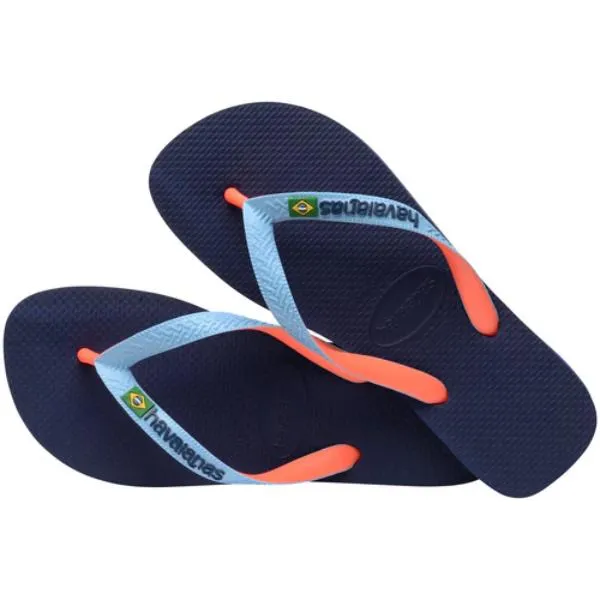 Havaianas Brasil Logo Flip Flops, Navy/Lavender Blue