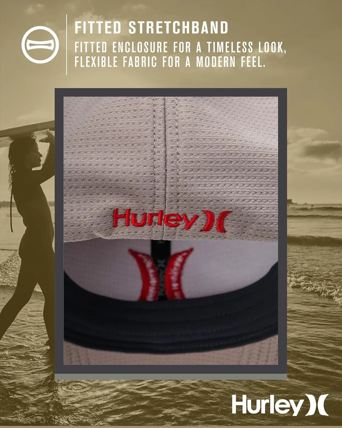 Hurley Men's Baseball Cap ?C Lightweight Curved Bill H2O Dri Fitted Caps for Men