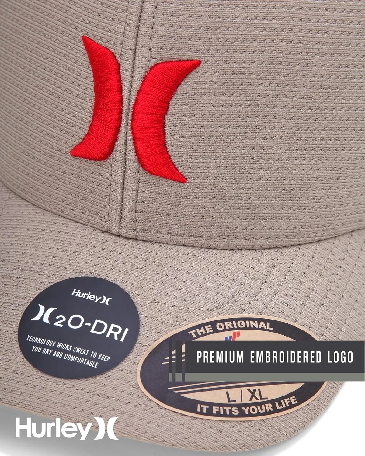 Hurley Men's Baseball Cap ?C Lightweight Curved Bill H2O Dri Fitted Caps for Men