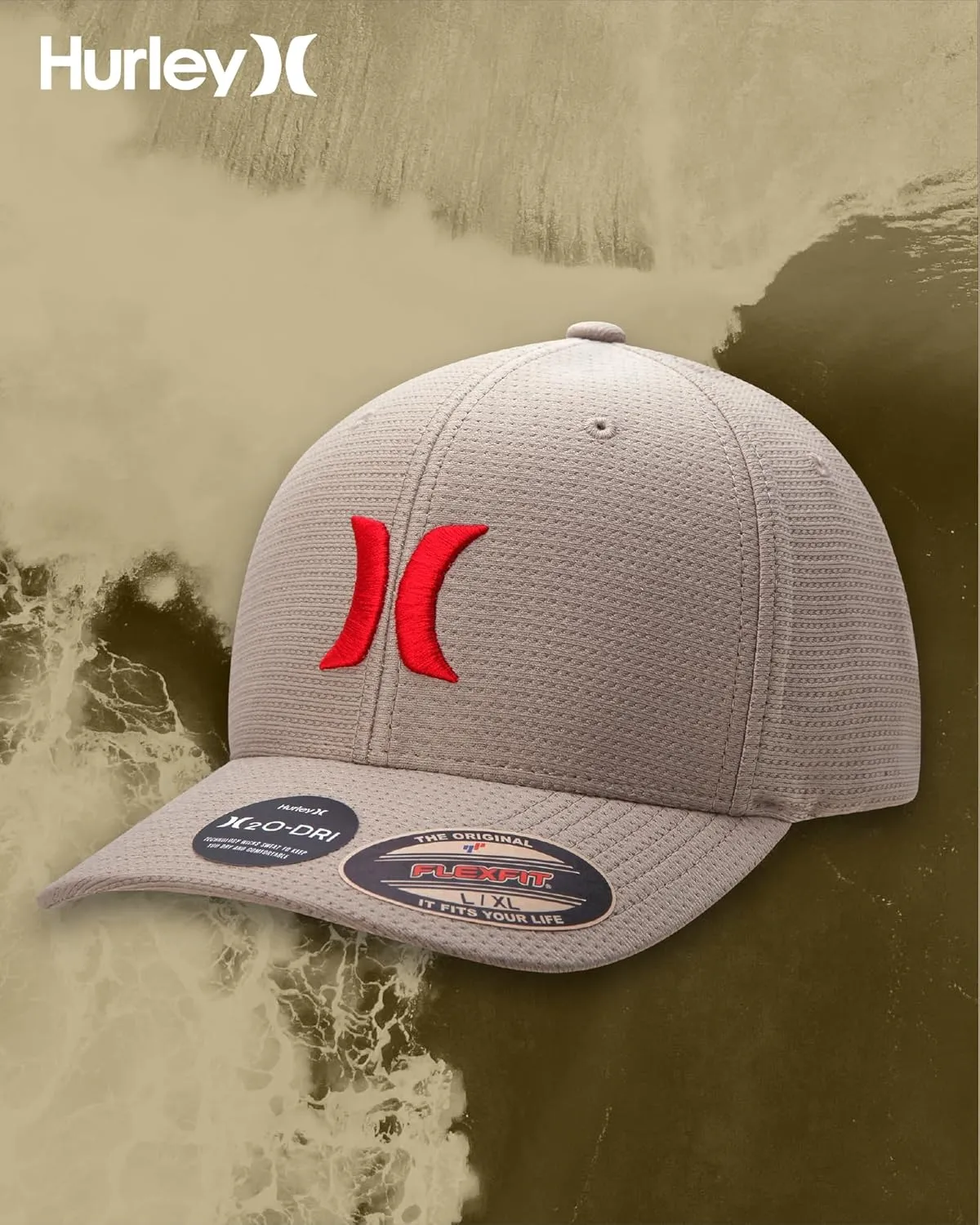 Hurley Men's Baseball Cap ?C Lightweight Curved Bill H2O Dri Fitted Caps for Men