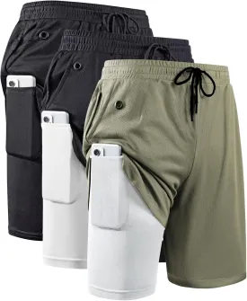 JWJ Men's 2 in 1 Workout Running Shorts 7 Inch Lightweight Athletic Gym Shorts with Compression Liner