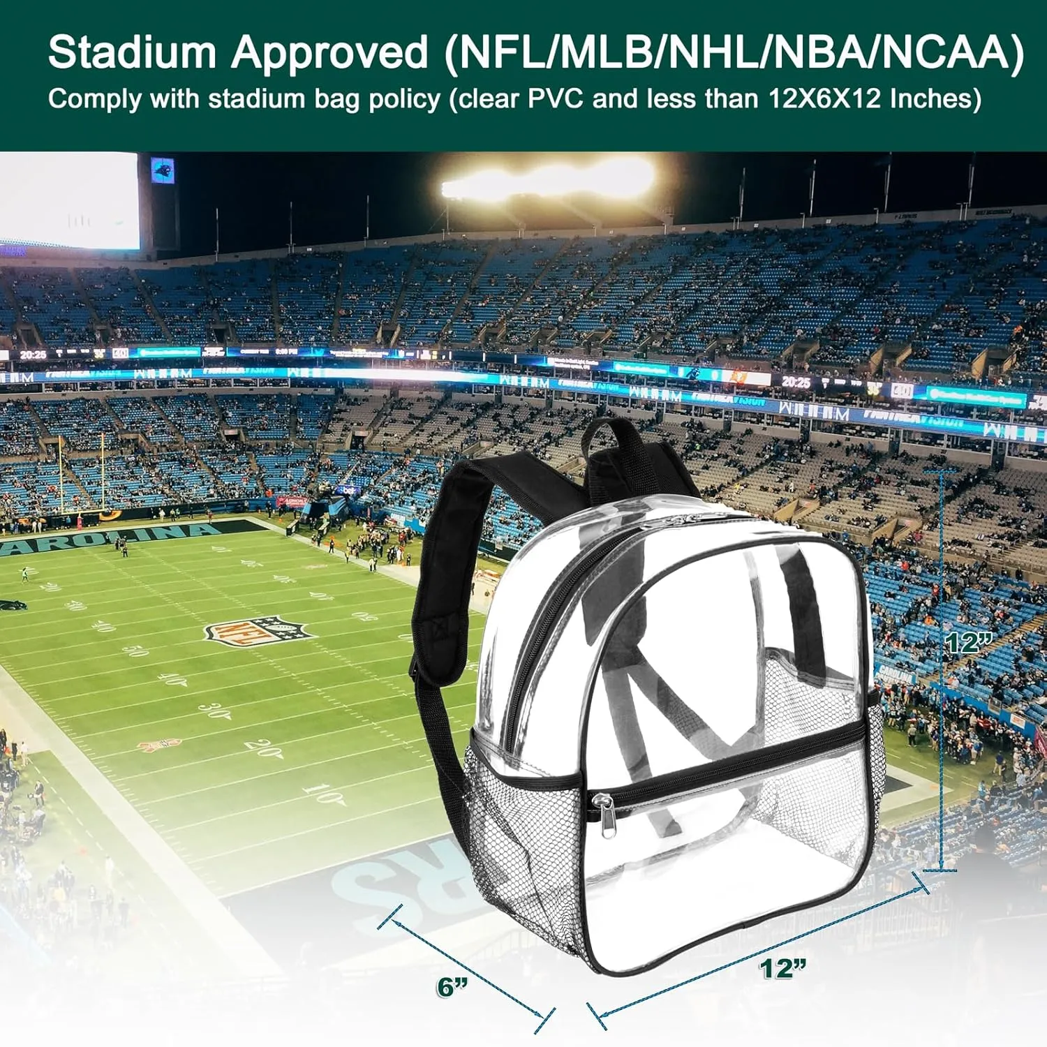 Keepcross 12x6x12 Clear Backpack for Stadium Events Clear Bag Stadium Backpack Mini Small for Sports Events Concerts Festivals Games, Women Men