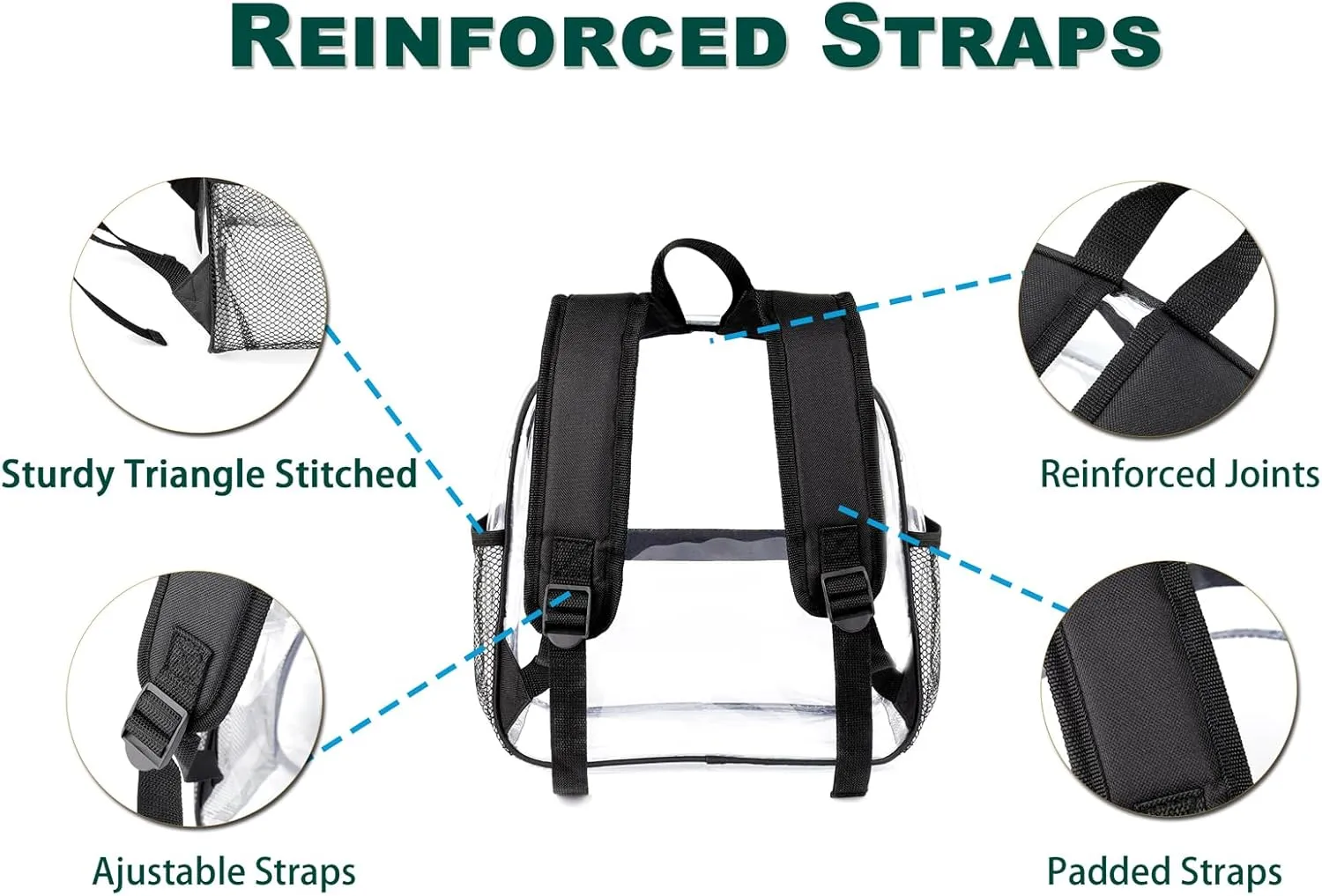 Keepcross 12x6x12 Clear Backpack for Stadium Events Clear Bag Stadium Backpack Mini Small for Sports Events Concerts Festivals Games, Women Men