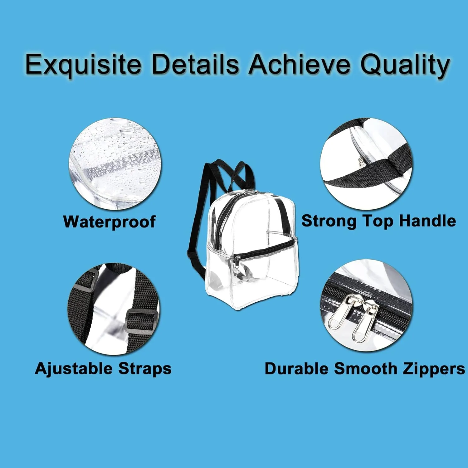 Keepcross Small Clear Backpack 12x6x12 for Stadium Events,Mini Clear Stadium Bag For Sporting Events Games Festivals Concerts,Women Girls Kids