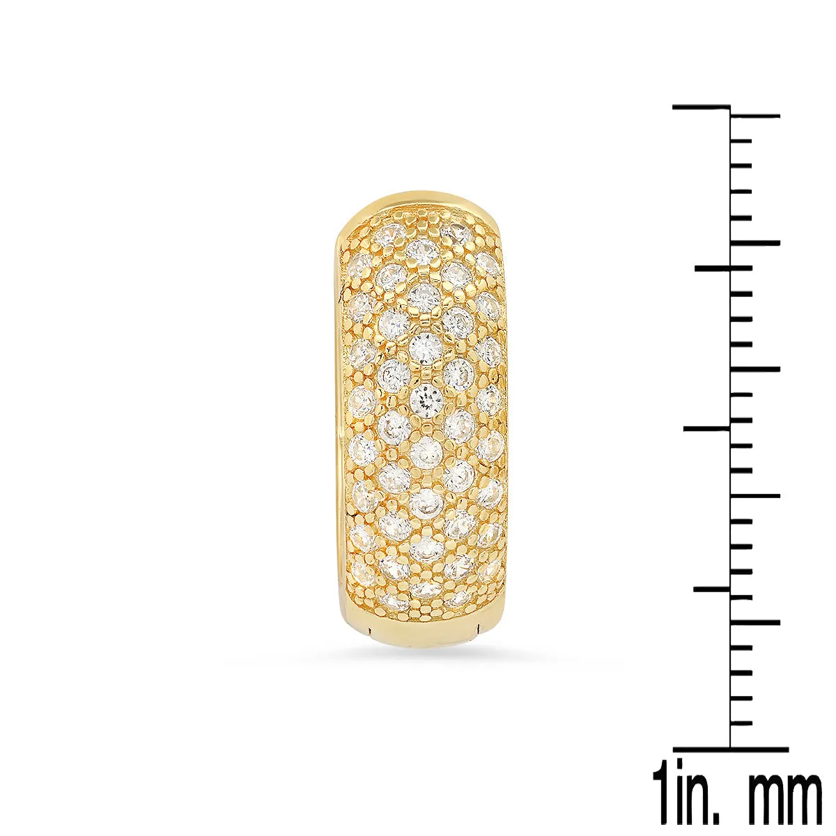 Ladies Sterling Silver and Simulated Diamonds Round Huggie Earrings