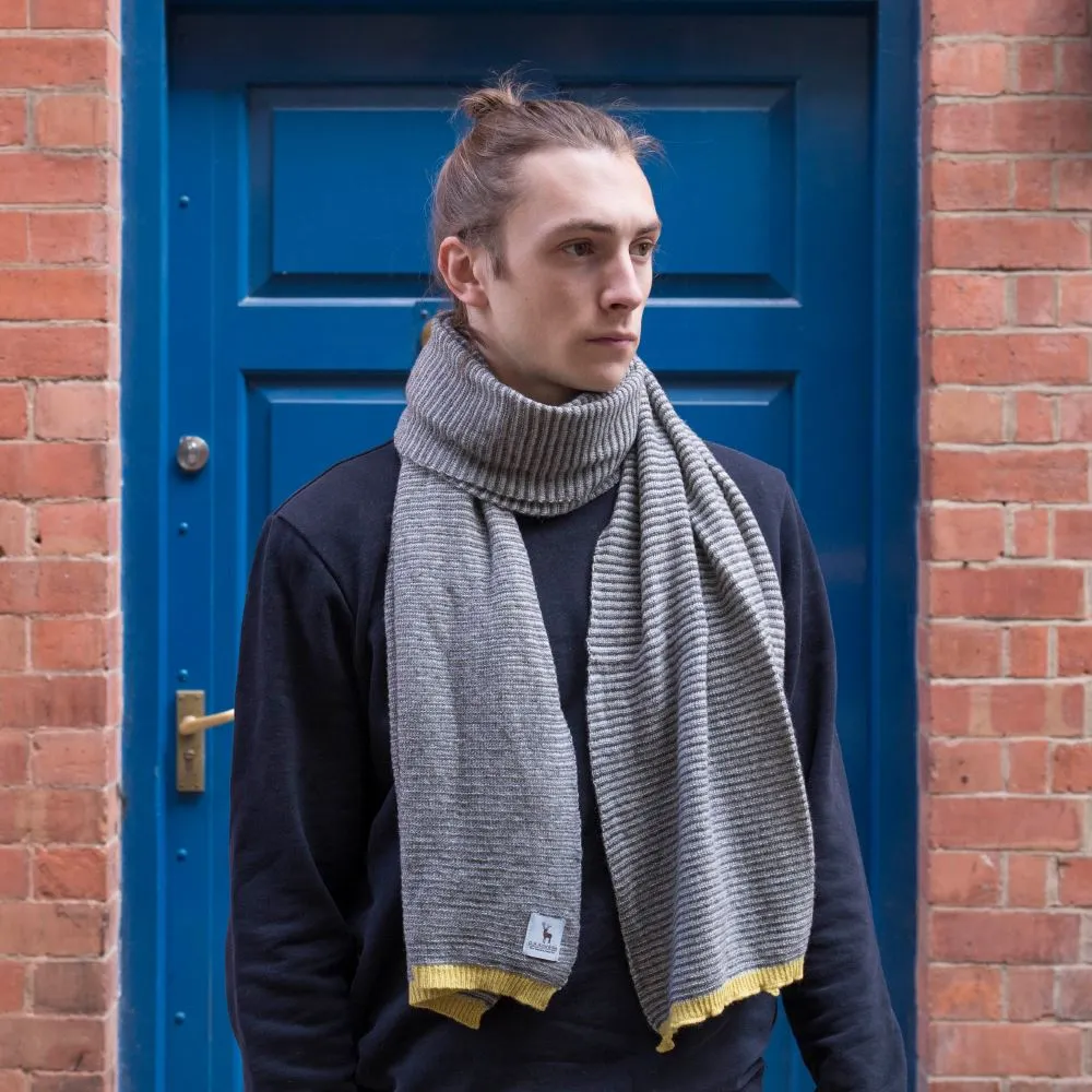 Lambswool Fine Stripe Scarf - Grey