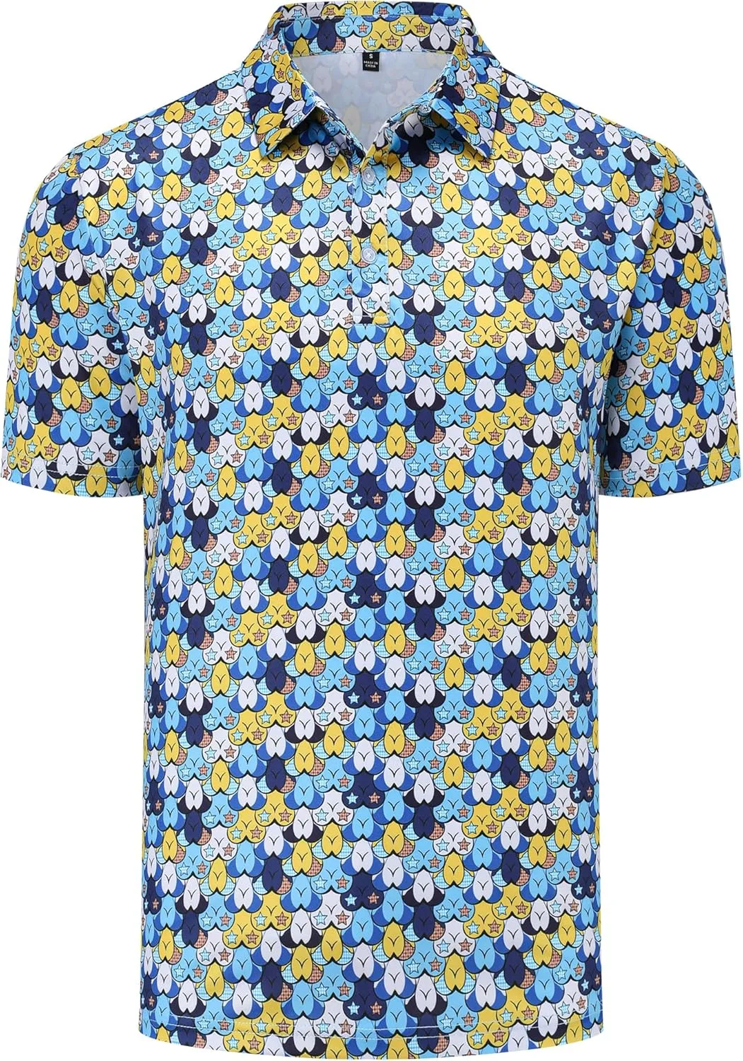Mens Golf Polo Shirts Short Sleeve Moisture Wicking Dry Fit Performance Casual Funny Golf Polo Shirts for Men