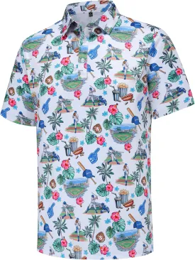 Mens Golf Polo Shirts Short Sleeve Moisture Wicking Dry Fit Performance Casual Funny Golf Polo Shirts for Men