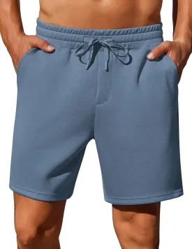 PINSPARK Mens Lounge Sweat Shorts, 7" Casual Elastic Waist Gym Workout Shorts with Drawstring