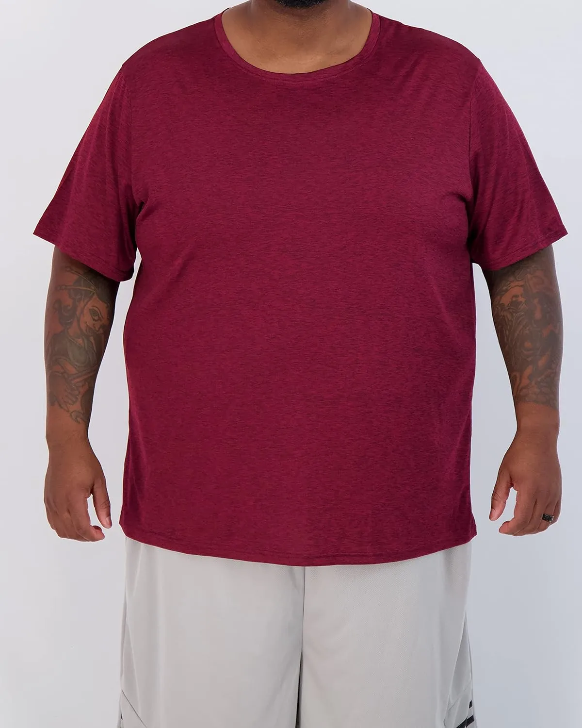 Real Essentials 3 Pack: Men??s Big & Tall Tech Stretch Long-Sleeve & Short-Sleeve Dry-Fit T-Shirt (3XT-5XT)