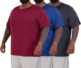 Real Essentials 3 Pack: Men??s Big & Tall Tech Stretch Long-Sleeve & Short-Sleeve Dry-Fit T-Shirt (3XT-5XT)