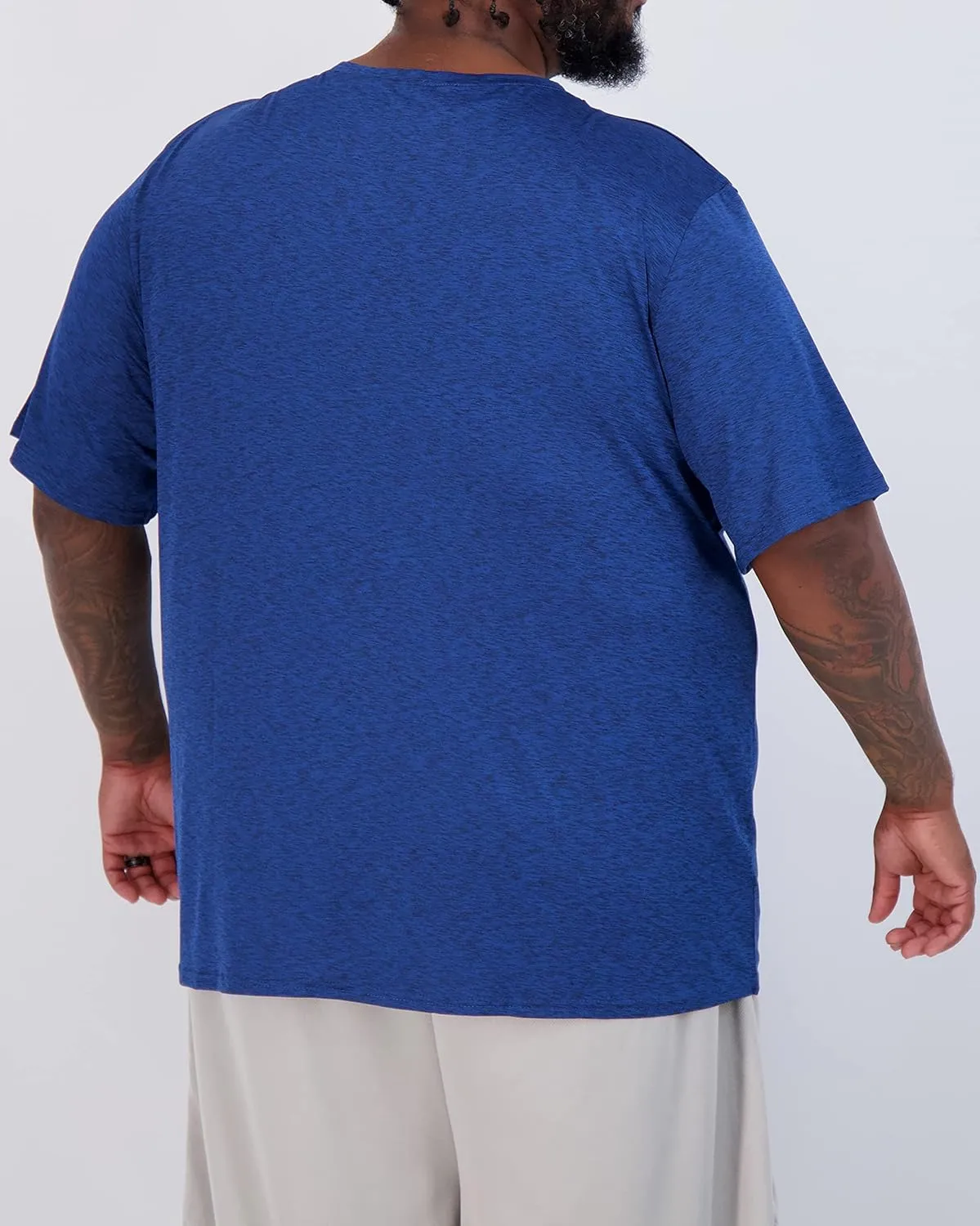 Real Essentials 3 Pack: Men??s Big & Tall Tech Stretch Long-Sleeve & Short-Sleeve Dry-Fit T-Shirt (3XT-5XT)