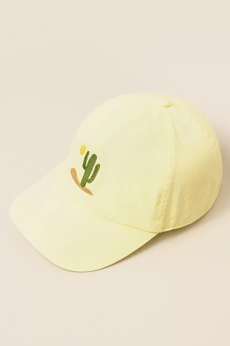 Southwestern Cactus Embroidered Ball Cap Hat