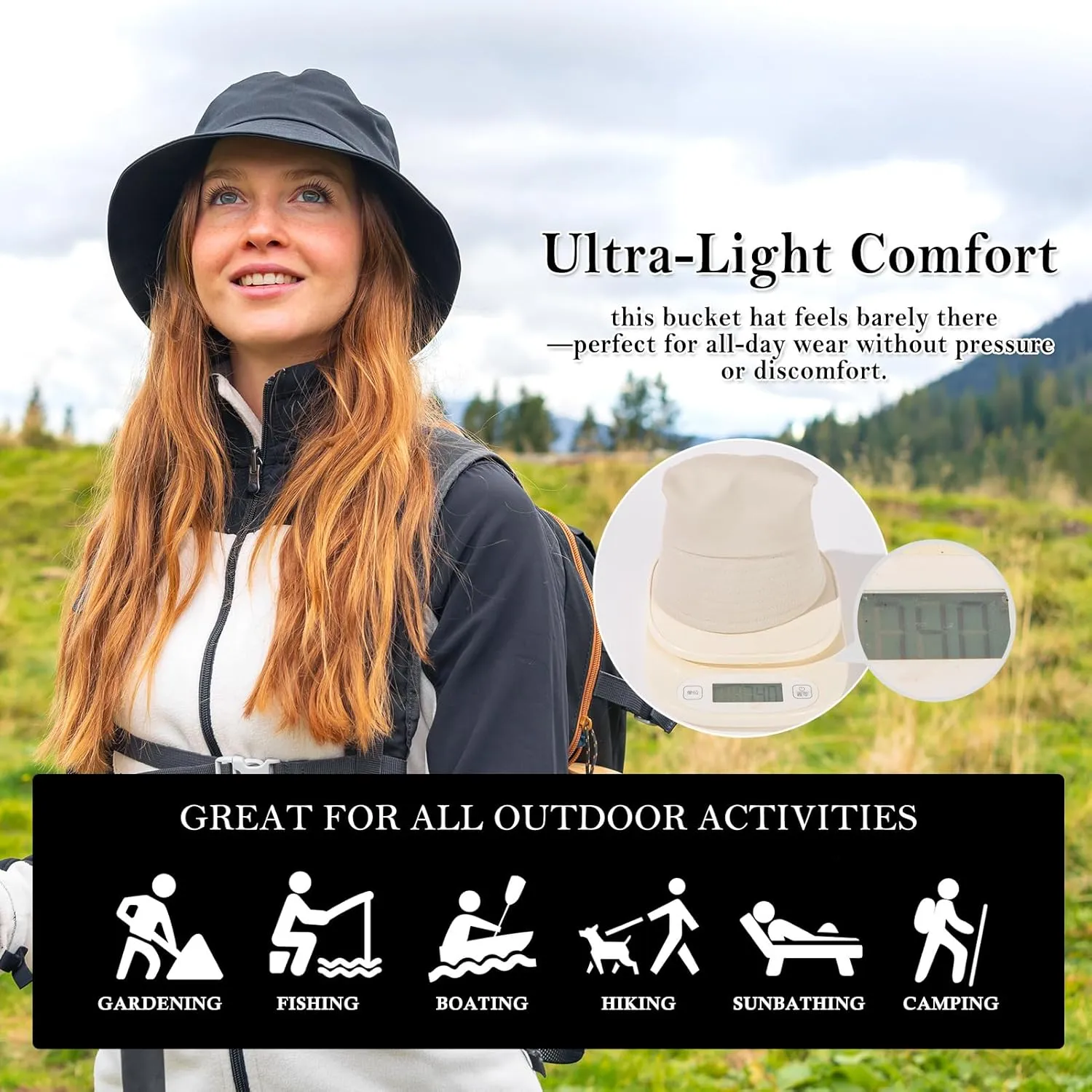 TOP-EX Ponytail S M L XL UPF50  Sun UV Protection Packable Bucket Hats for Women Hiking Fishing