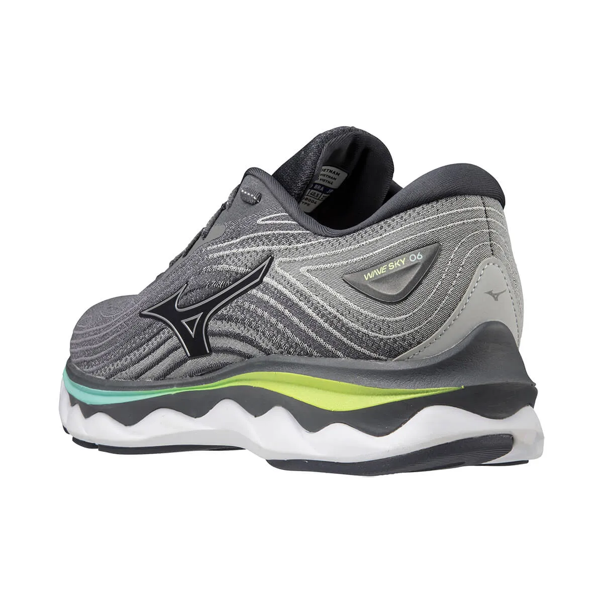 Mens Wave Sky 6 Running Shoes in Quiet Shade/Silver/Neo Lime
