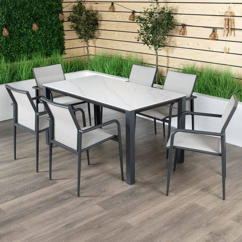 Weatherking Stone Rectangle 6 Seater Dining Set
