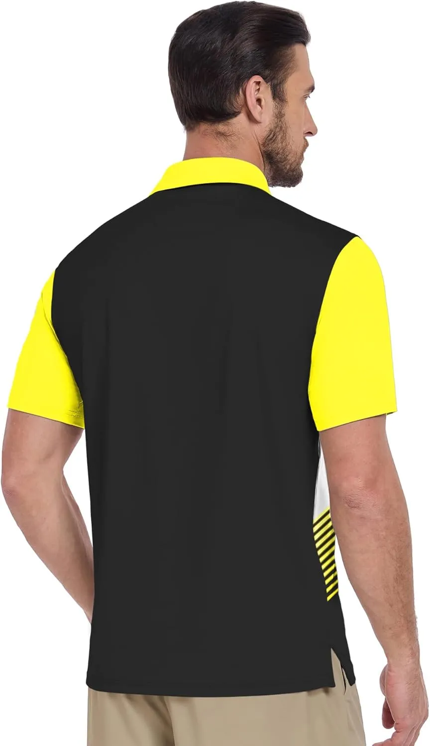 ZITY Men's Golf Shirts Short Sleeve Moisture Wicking Performance Print Patterns Casual Collared Golf Polo Shirt for Men